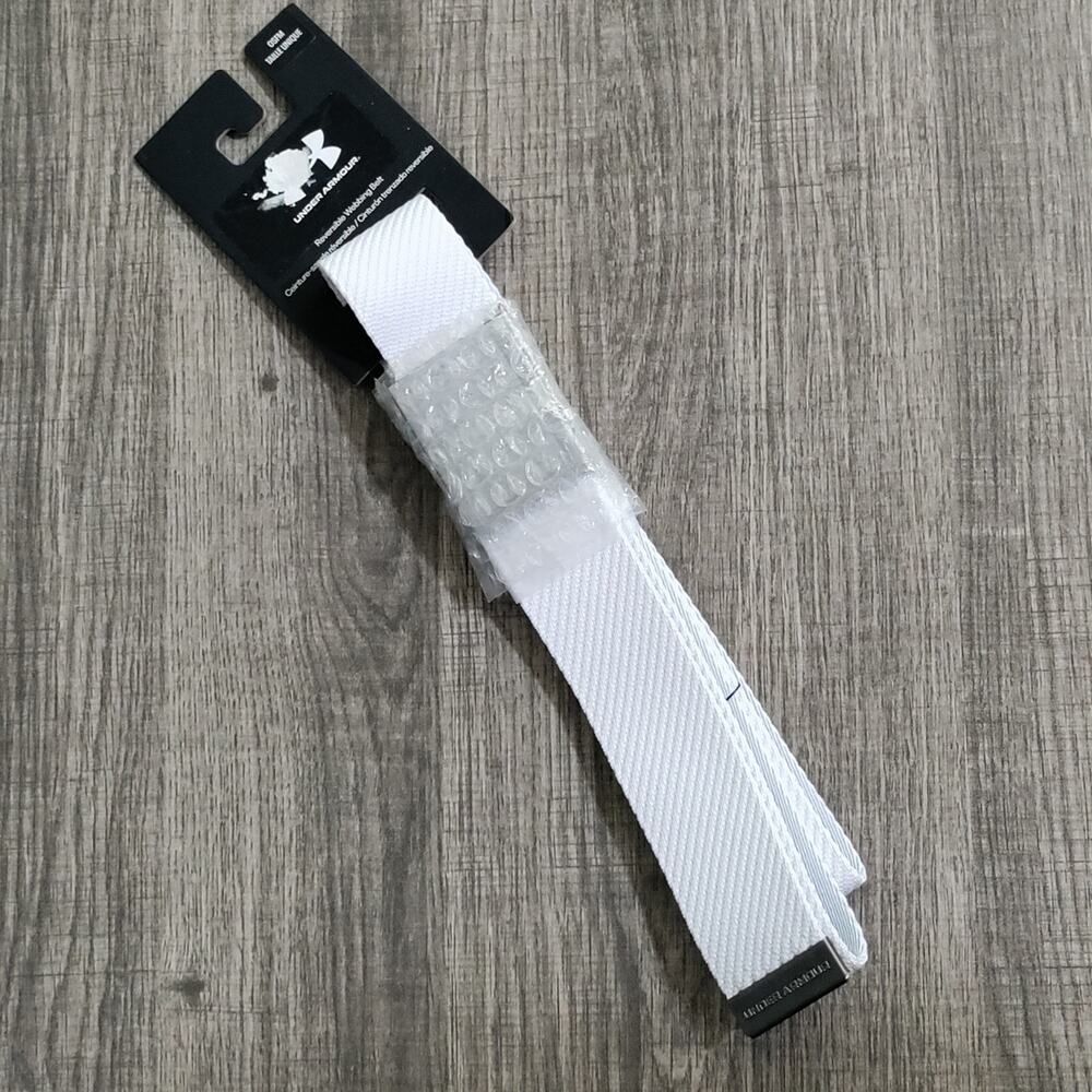 Under Armour Men's Webbing Belt Buckle Reversible‎ Adjustable (Grey/White) OSFM